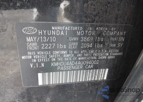 2010 Hyundai Elantra Blue from USA, damaged, VIN KMHDU4AD4AU094002